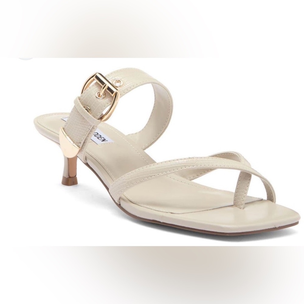 Steve Madden white leather thong kitten heel sandals Women 8